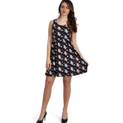 Bambi - Stampertje Flower Power Minijurk Zwart