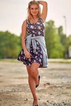 Bambi - Stampertje Flower Power Minijurk Zwart