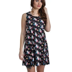 Bambi - Stampertje Flower Power Minijurk Zwart