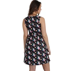 Bambi - Stampertje Flower Power Minijurk Zwart