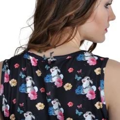 Bambi - Stampertje Flower Power Minijurk Zwart