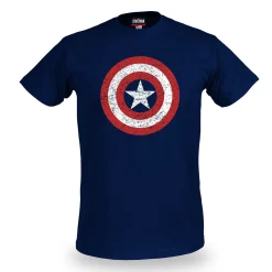 Captain America - Distressed Shield Logo T-Shirt Blauw