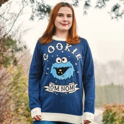 Cookie Monster Cookie Om Nom Gebreide Trui - Sesamstraat