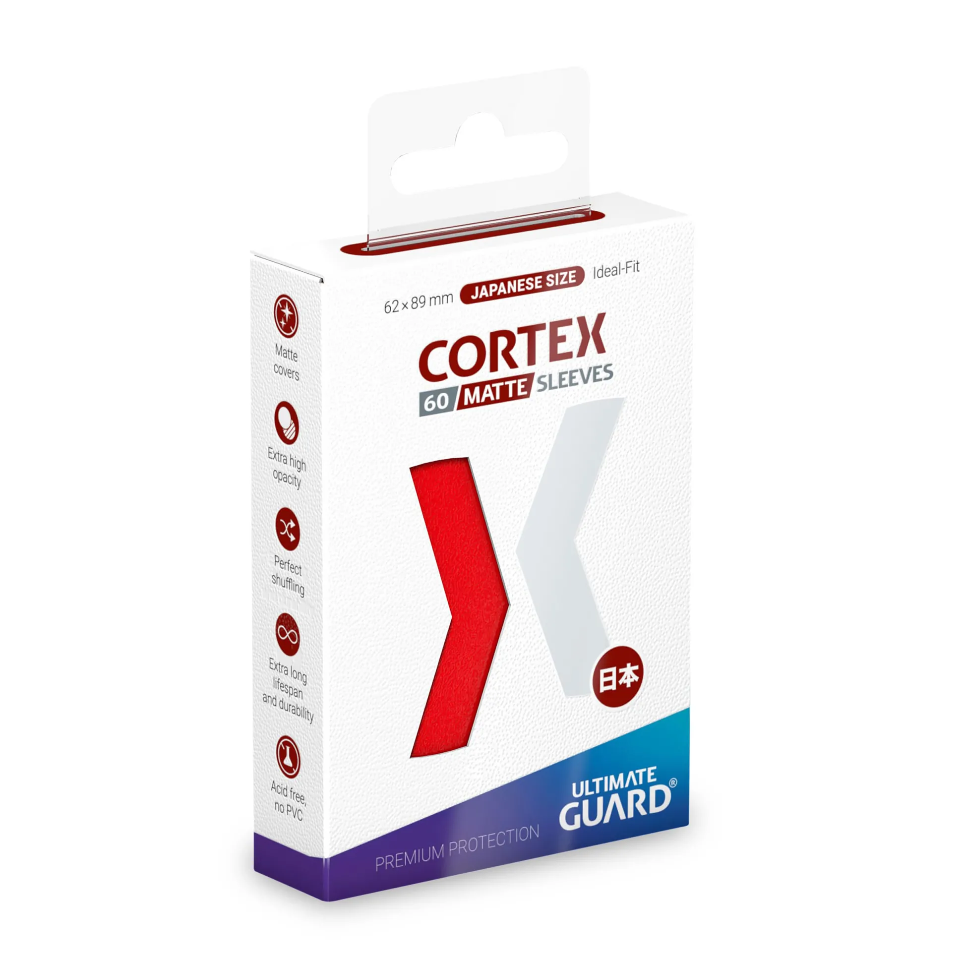 Cortex Kaartsleeves mat rood 60-pack Ultimate Guard voor TCG Japanse maat