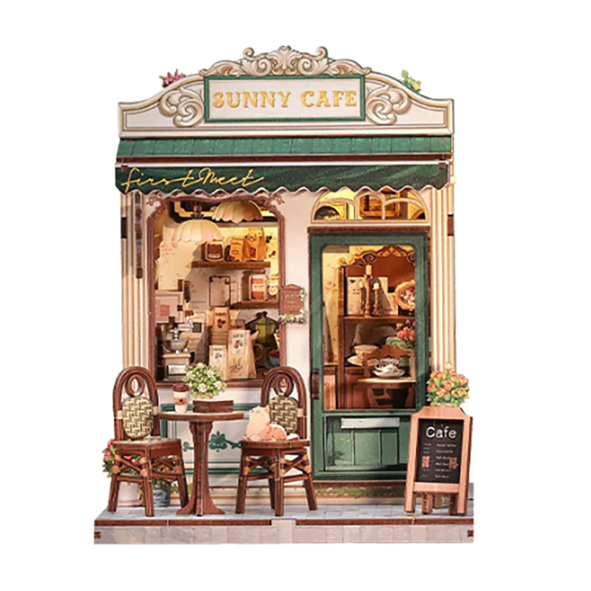 CuteBee - Sunny Cafe miniatuurhuis Book Nook modelbouwpakket