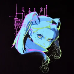 Cyberpunk Edgerunners - Rebecca Neon T-shirt Zwart