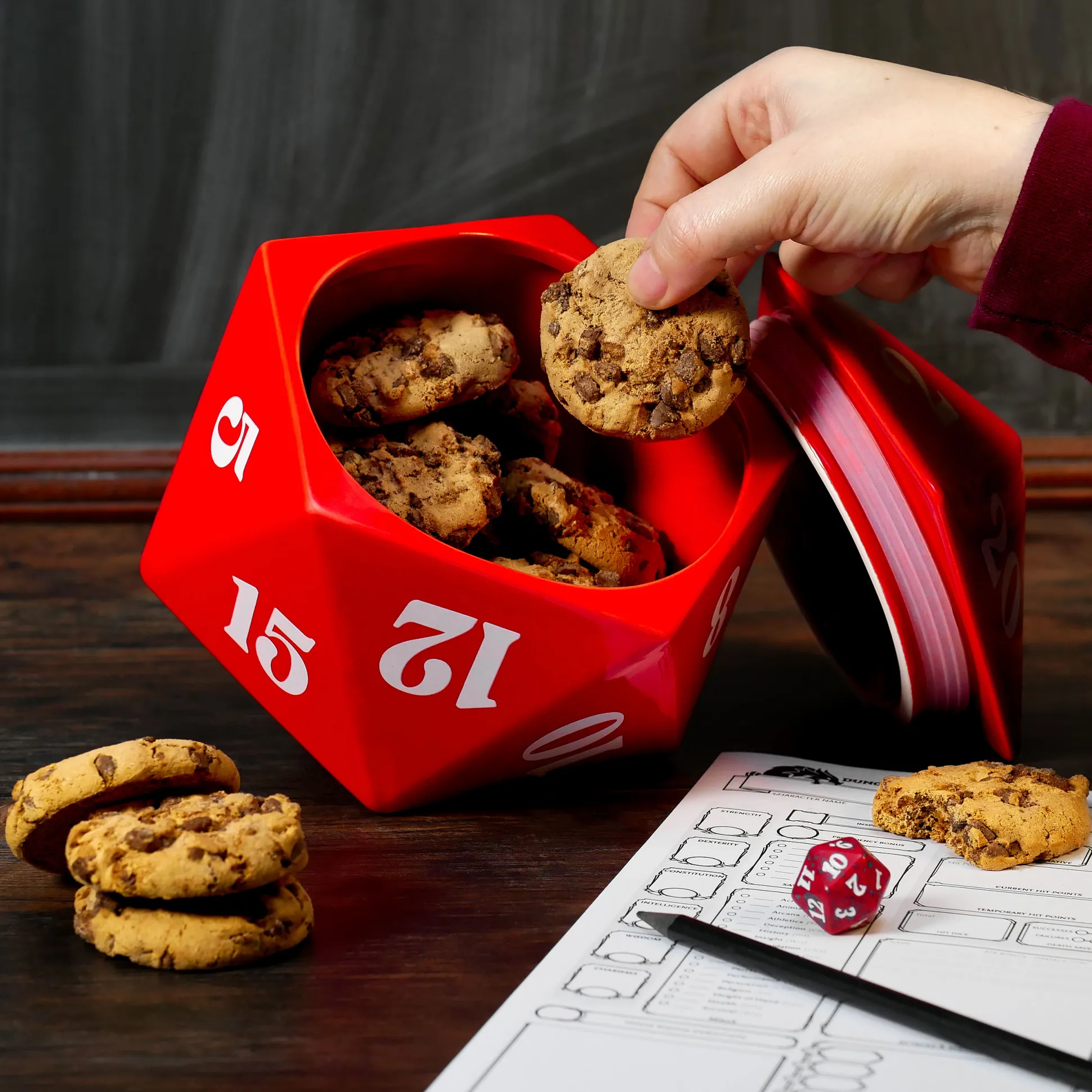 D20 Dobbelsteen Koekjespot voor Pen & Paper Fans