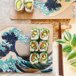 De grote golf bij Kanagawa - Katsushika Hokusai Ontbijtplankje 4-delige set