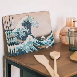 De grote golf bij Kanagawa - Katsushika Hokusai Ontbijtplankje 4-delige set