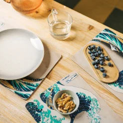 De grote golf bij Kanagawa - Katsushika Hokusai Ontbijtplankje 4-delige set