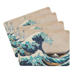 De grote golf bij Kanagawa - Katsushika Hokusai Ontbijtplankje 4-delige set