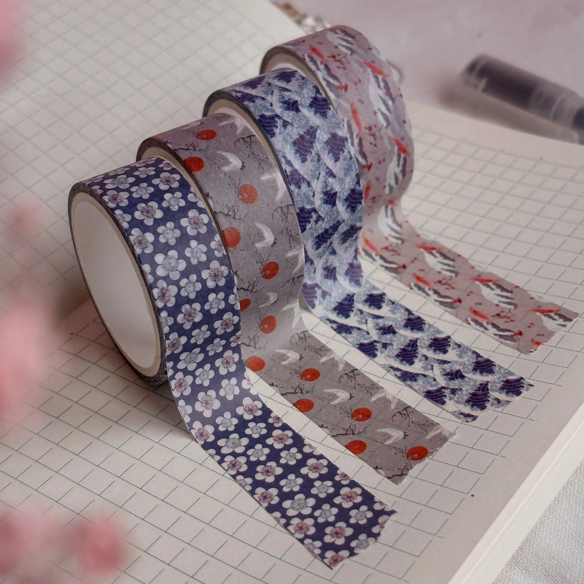 De Grote Golf van Kanagawa - Katsushika Hokusai Washi Tapes 4-delige Set