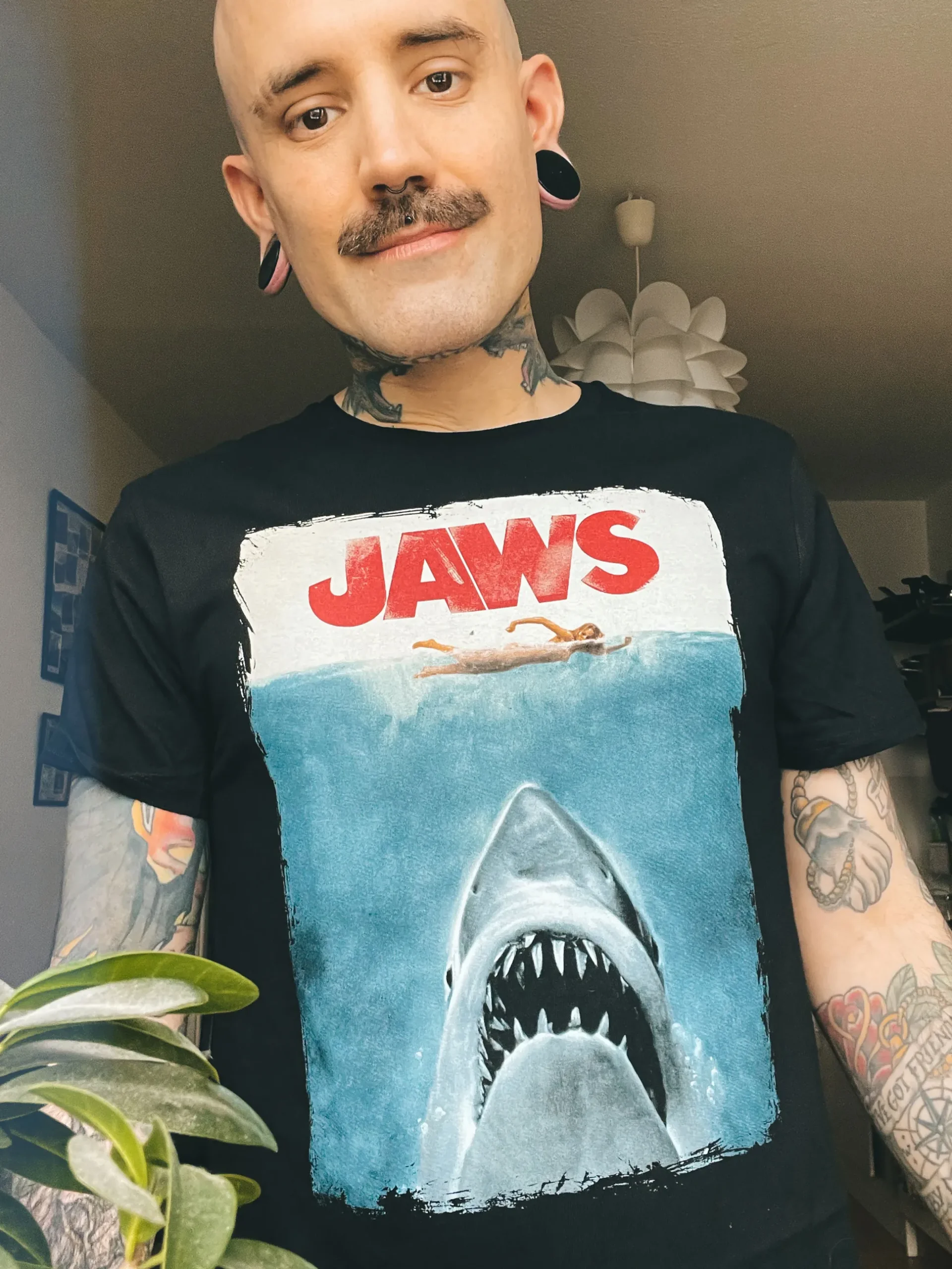 De Witte Haai - Jaws Poster Shirt Zwart