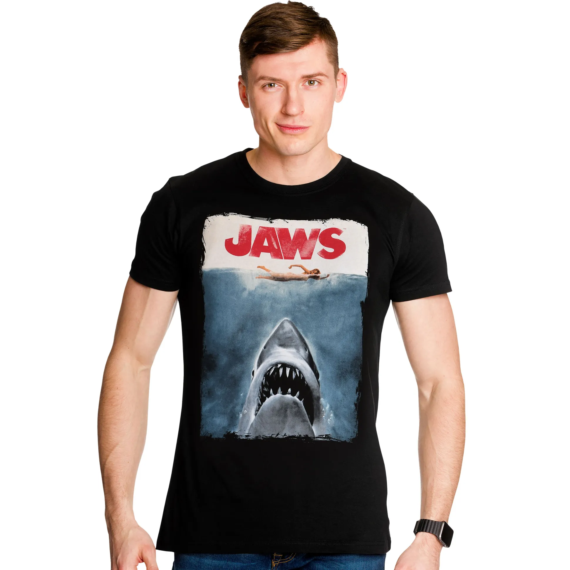 De Witte Haai - Jaws Poster Shirt Zwart
