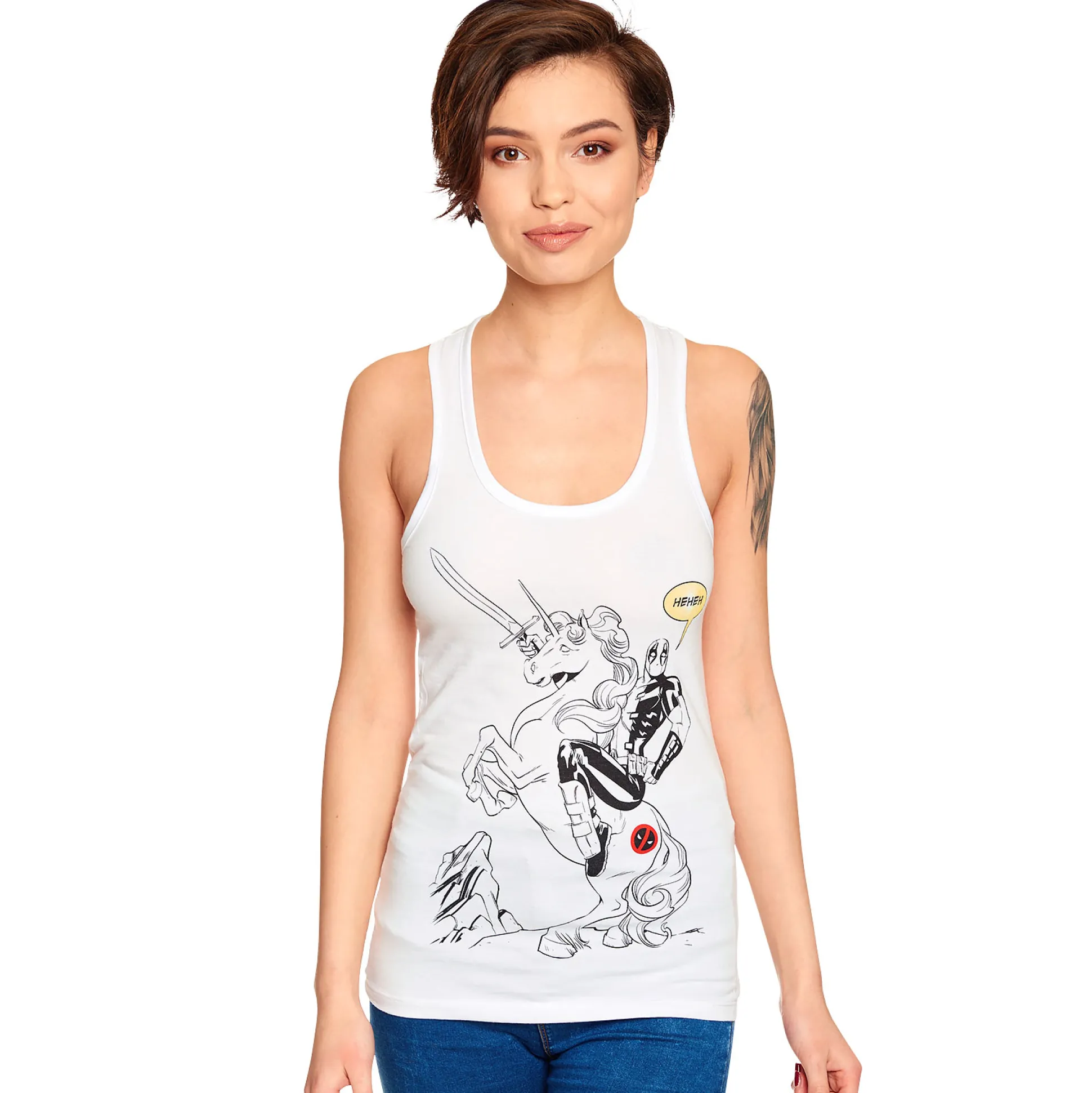 Deadpool - Unicorn Ride Dames Tanktop wit