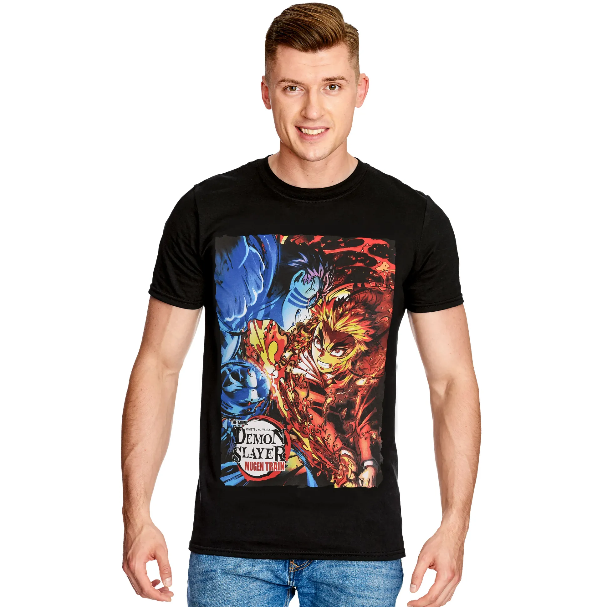Demon Slayer - Rengoku vs. Akaza T-Shirt Zwart