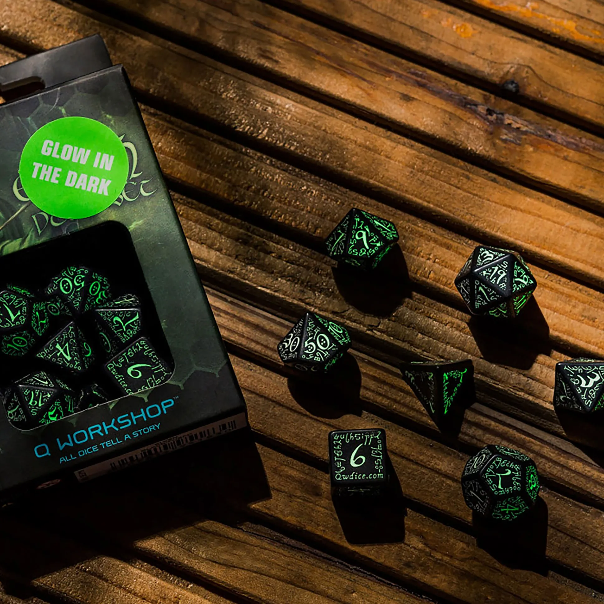 Elvish RPG Dobbelsteen Set 7dlg Glow in The Dark Editie