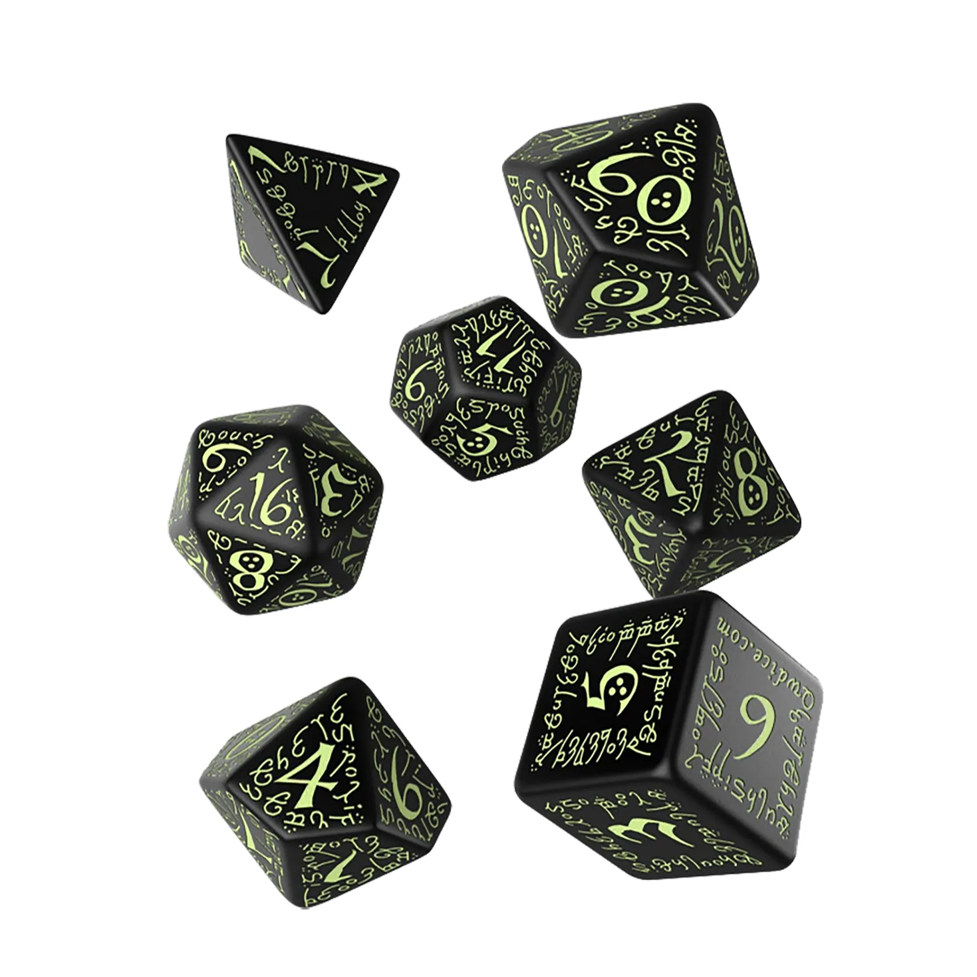 Elvish RPG Dobbelsteen Set 7dlg Glow in The Dark Editie