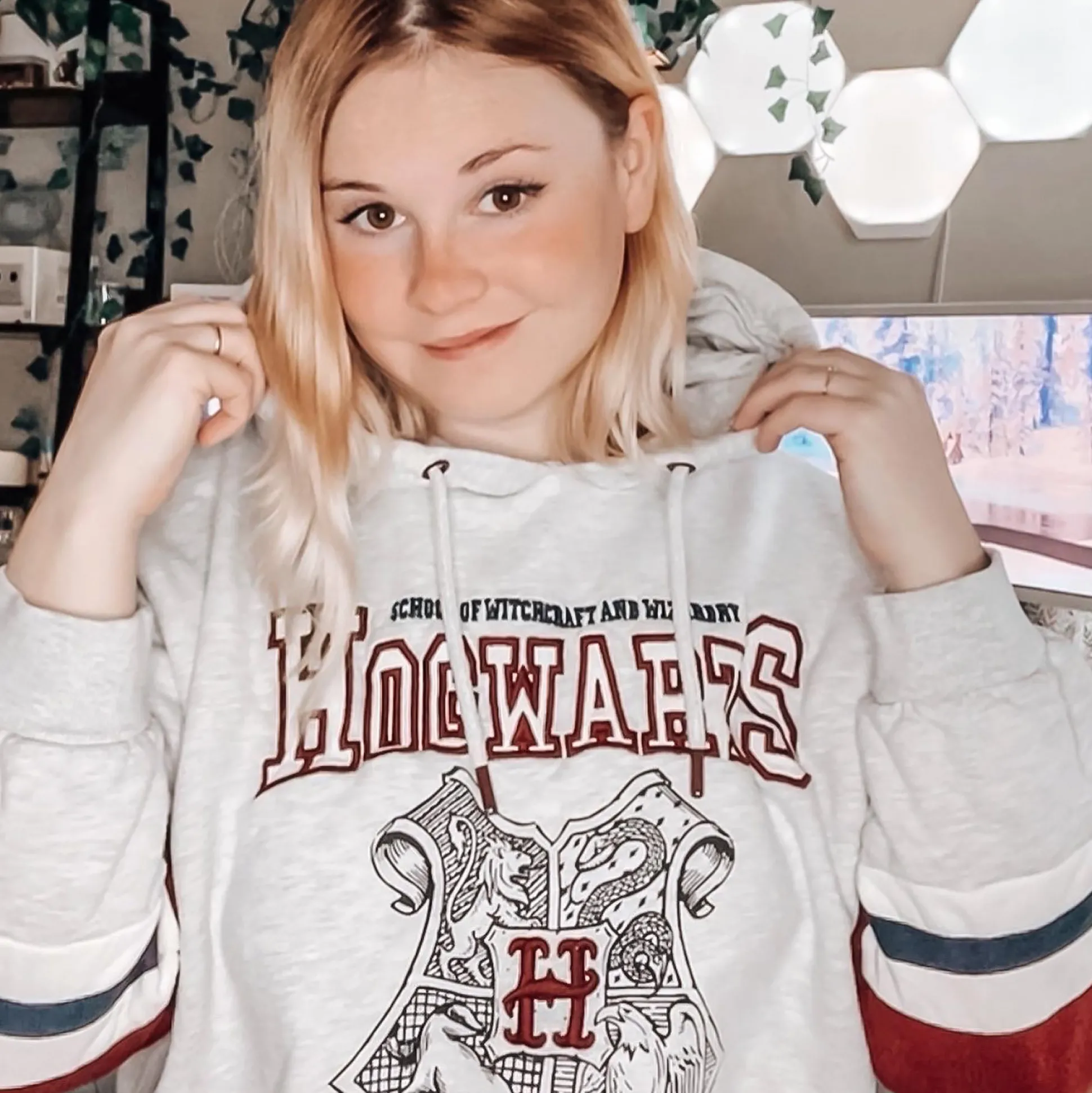 Harry Potter - Hogwarts School Crop Hoodie Dames Grijs
