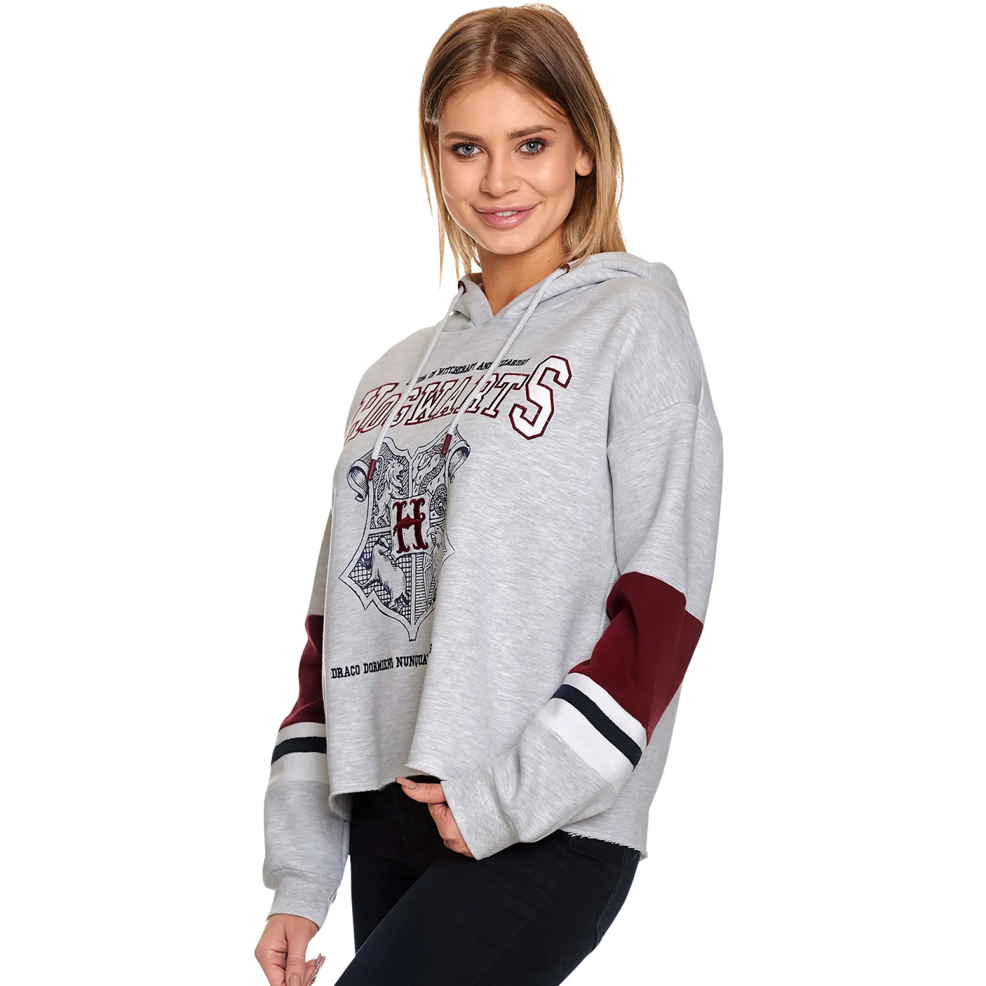 Harry Potter - Hogwarts School Crop Hoodie Dames Grijs