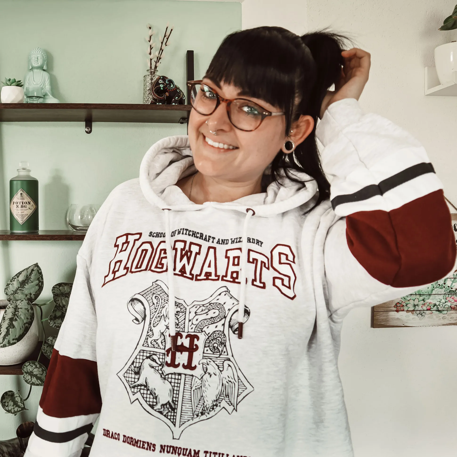 Harry Potter - Hogwarts School Crop Hoodie Dames Grijs