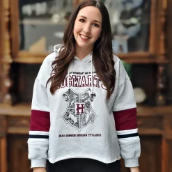 Harry Potter - Hogwarts School Crop Hoodie Dames Grijs