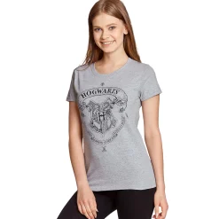 Harry Potter - Hogwarts Wapenschild T-Shirt Dames Grijs