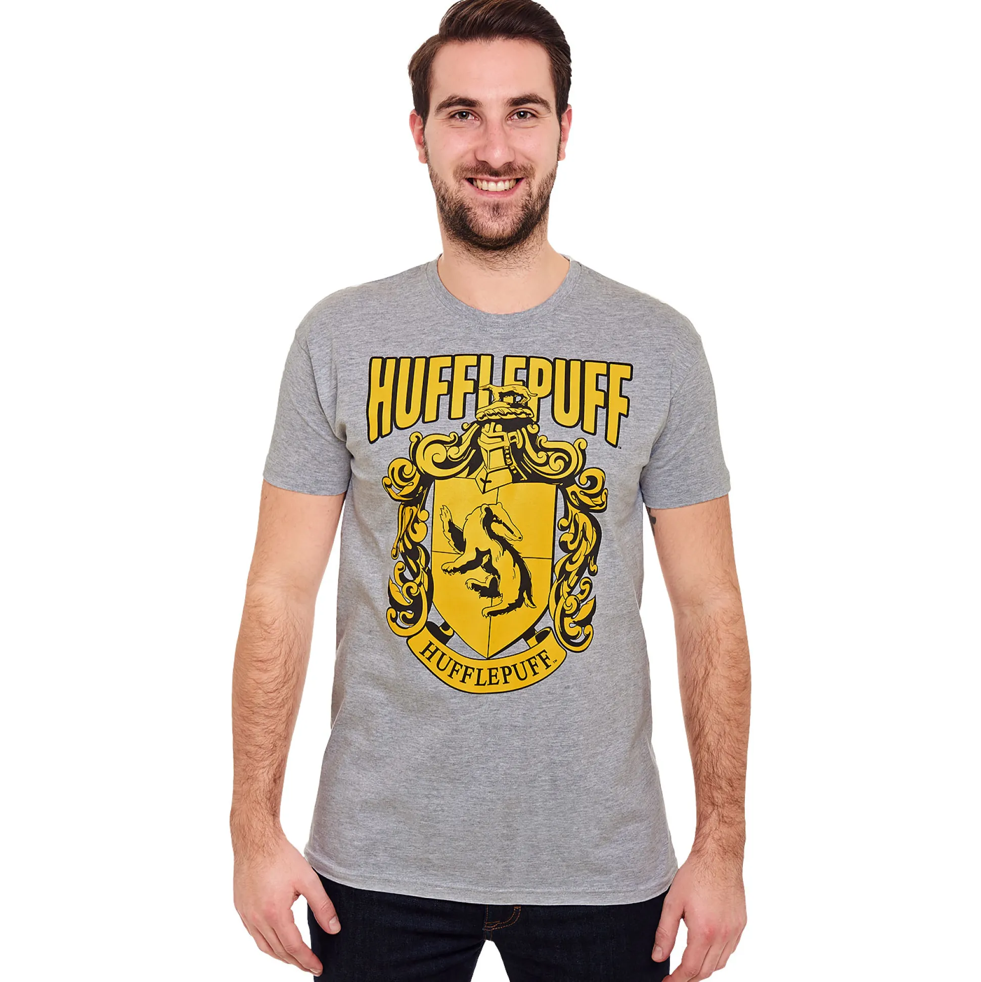 Harry Potter - Hufflepuff Wapen T-shirt grijs