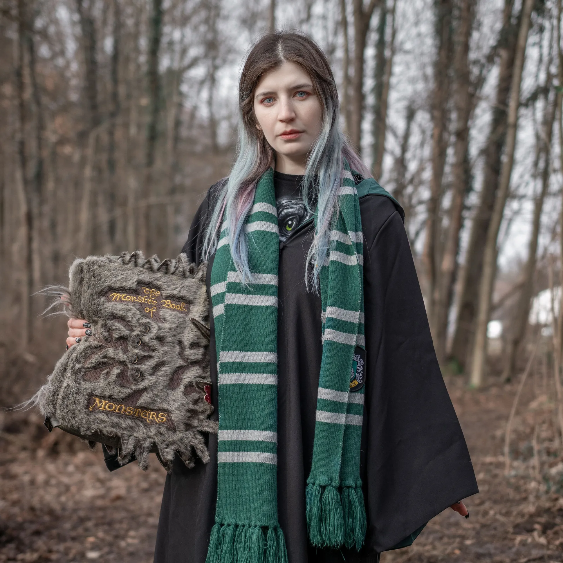 Harry Potter - Slytherin Gebreide Sjaal Grijs-Groen