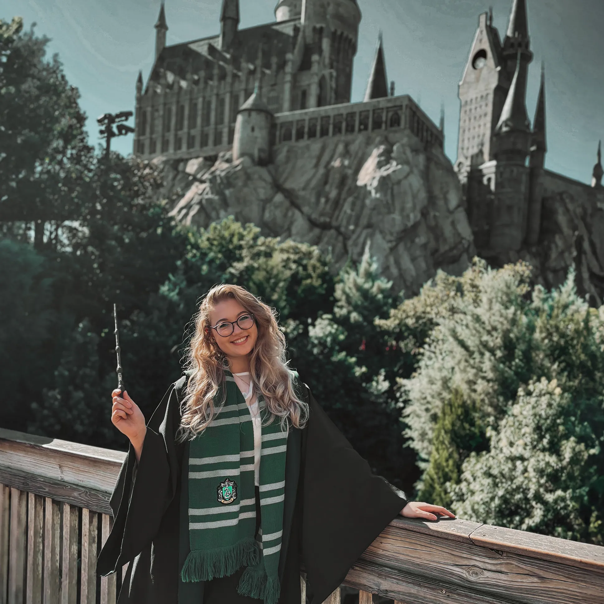 Harry Potter - Slytherin Gebreide Sjaal Grijs-Groen