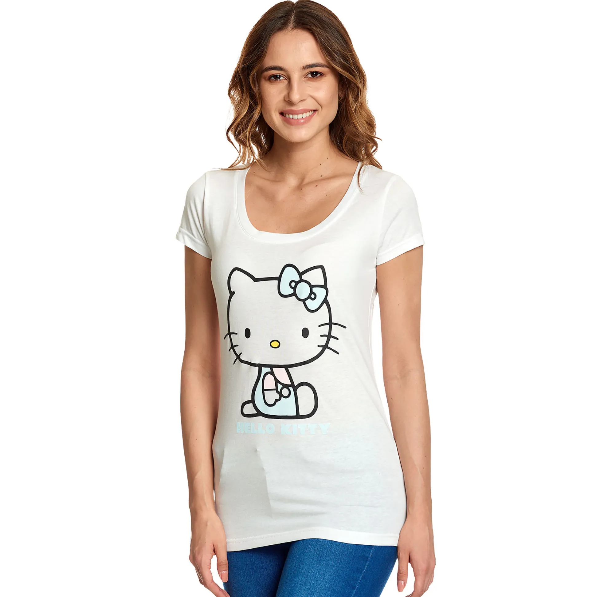 Hello Kitty - Pastel Kitty Dames T-shirt Wit