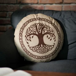 Hoe Tem Je Een Draak - Kussen met Yggdrasil-wereldboom-symbool bruin