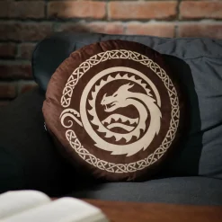 Hoe tem je een draak - Logo kussen bruin