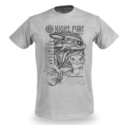 Hoe Tem Je Een Draak - Night Fury Schets T-Shirt Grijs