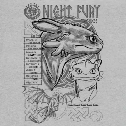 Hoe Tem Je Een Draak - Night Fury Schets T-Shirt Grijs