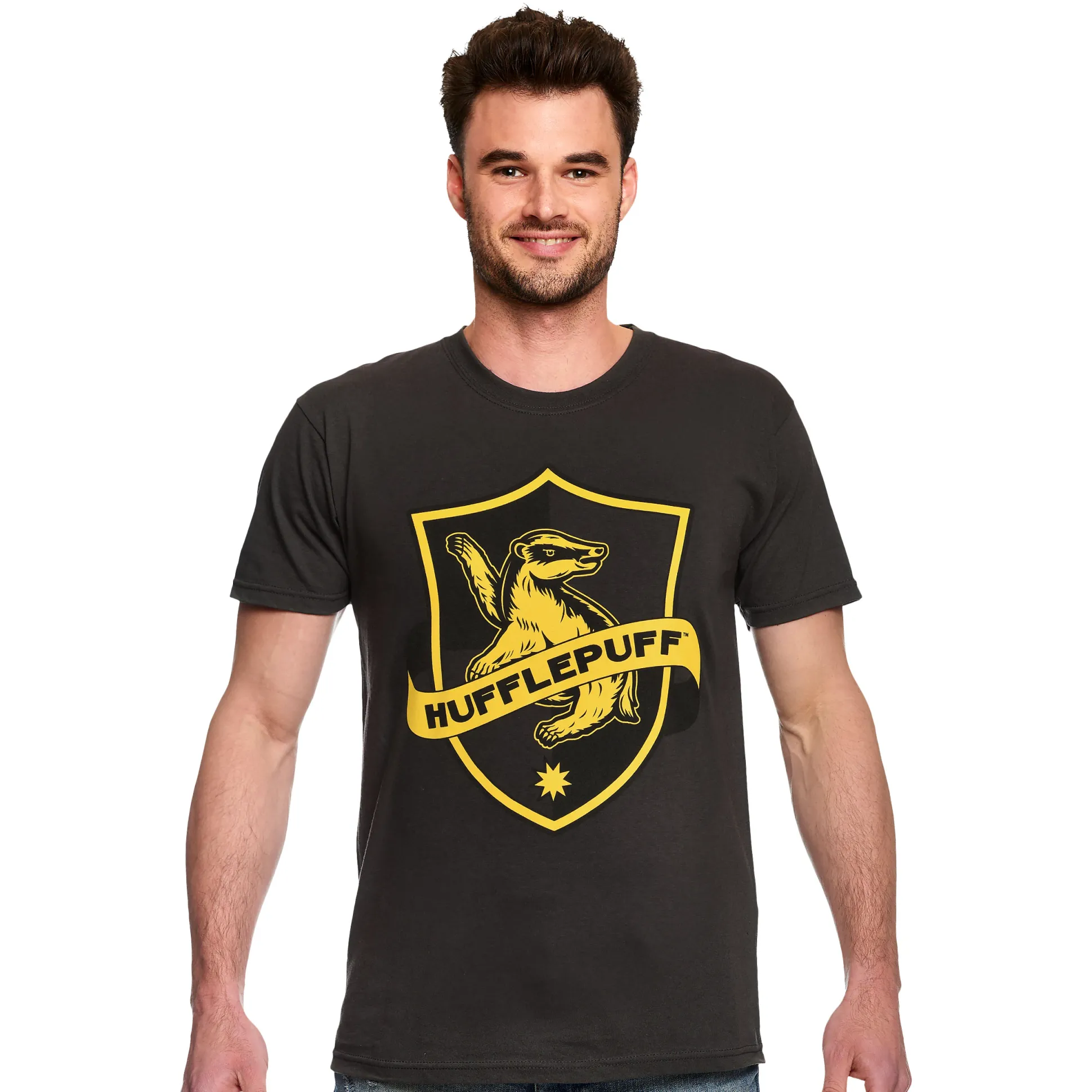 Hufflepuff Logo T-Shirt Grijs - Harry Potter
