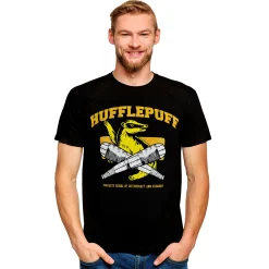 Hufflepuff Quidditch College T-Shirt Zwart - Harry Potter