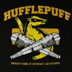 Hufflepuff Quidditch College T-Shirt Zwart - Harry Potter