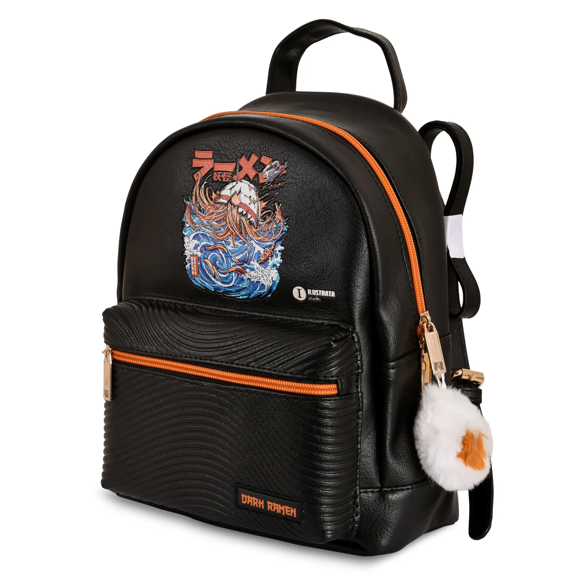 Ilustrata - Dark Ramen Rugzak met Pom Pom Hanger zwart