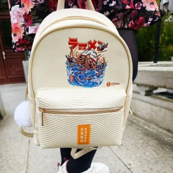 Ilustrata - Dark Ramen Rugzak met Pom Pom Hanger beige