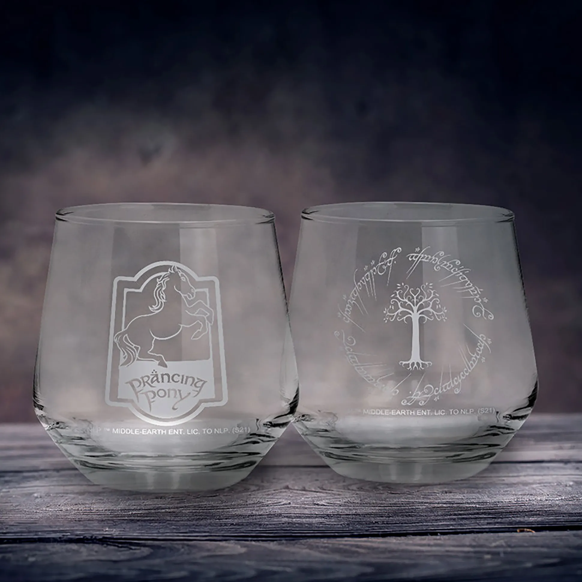 In de Ban van de Ring - De Steigerende Pony & Gondor set van 2 glazen
