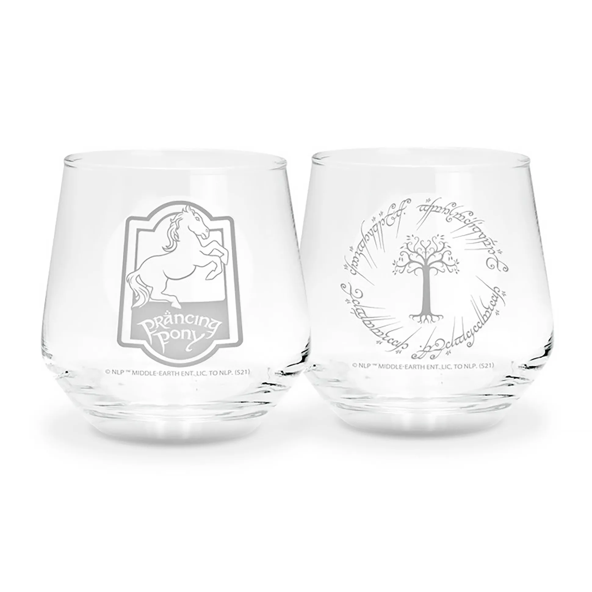 In de Ban van de Ring - De Steigerende Pony & Gondor set van 2 glazen