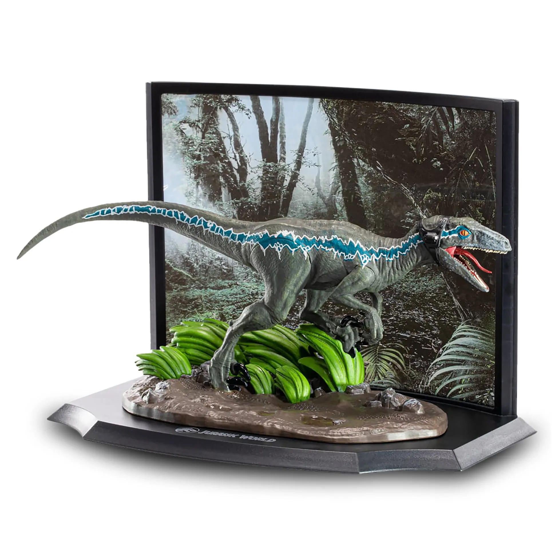 Jurassic Park - Blauwe Velociraptor Diorama Figuur