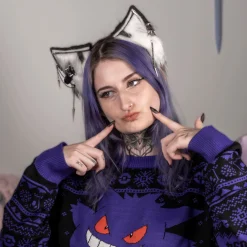 Kitsune Oren wit-zwart