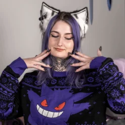 Kitsune Oren wit-zwart