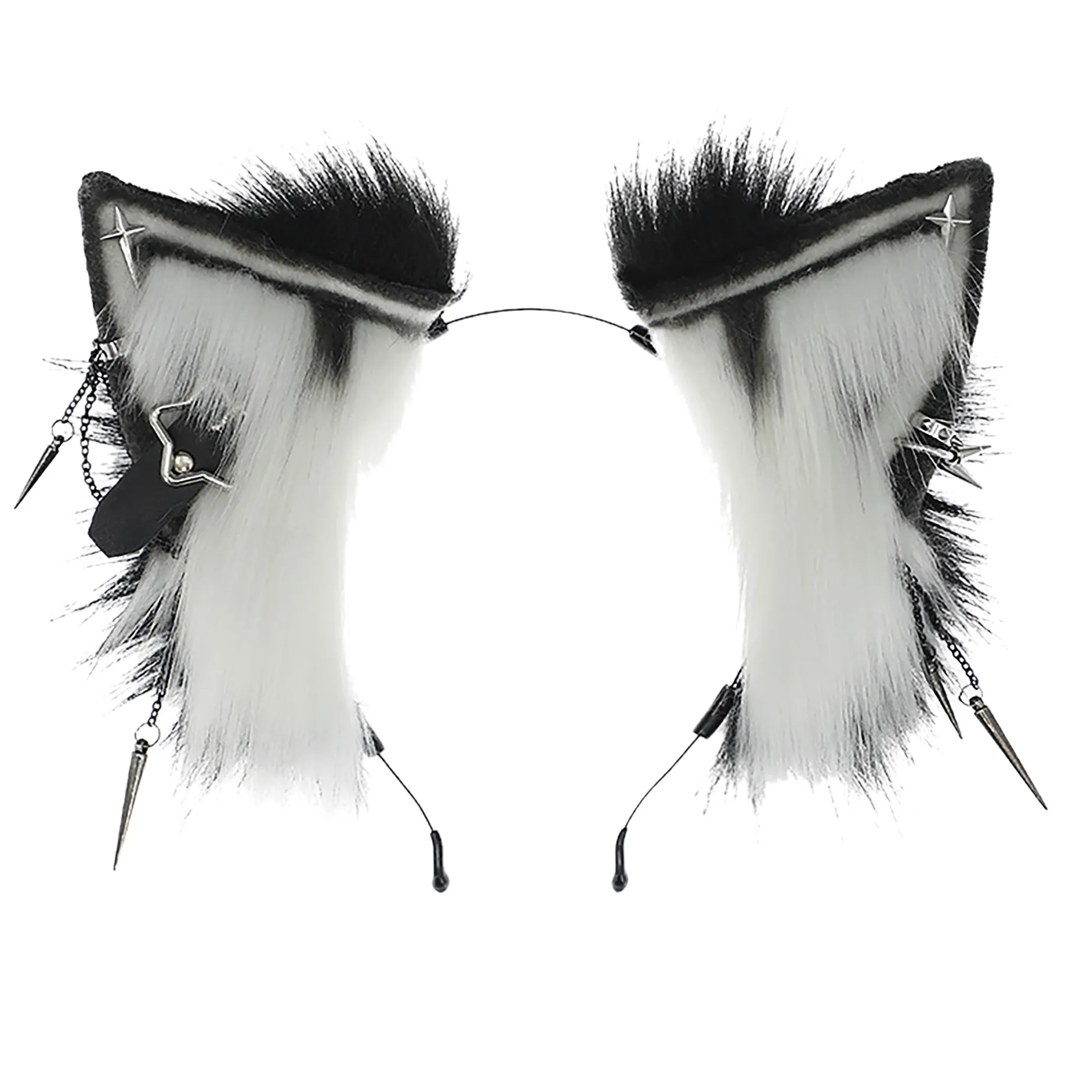 Kitsune Oren wit-zwart