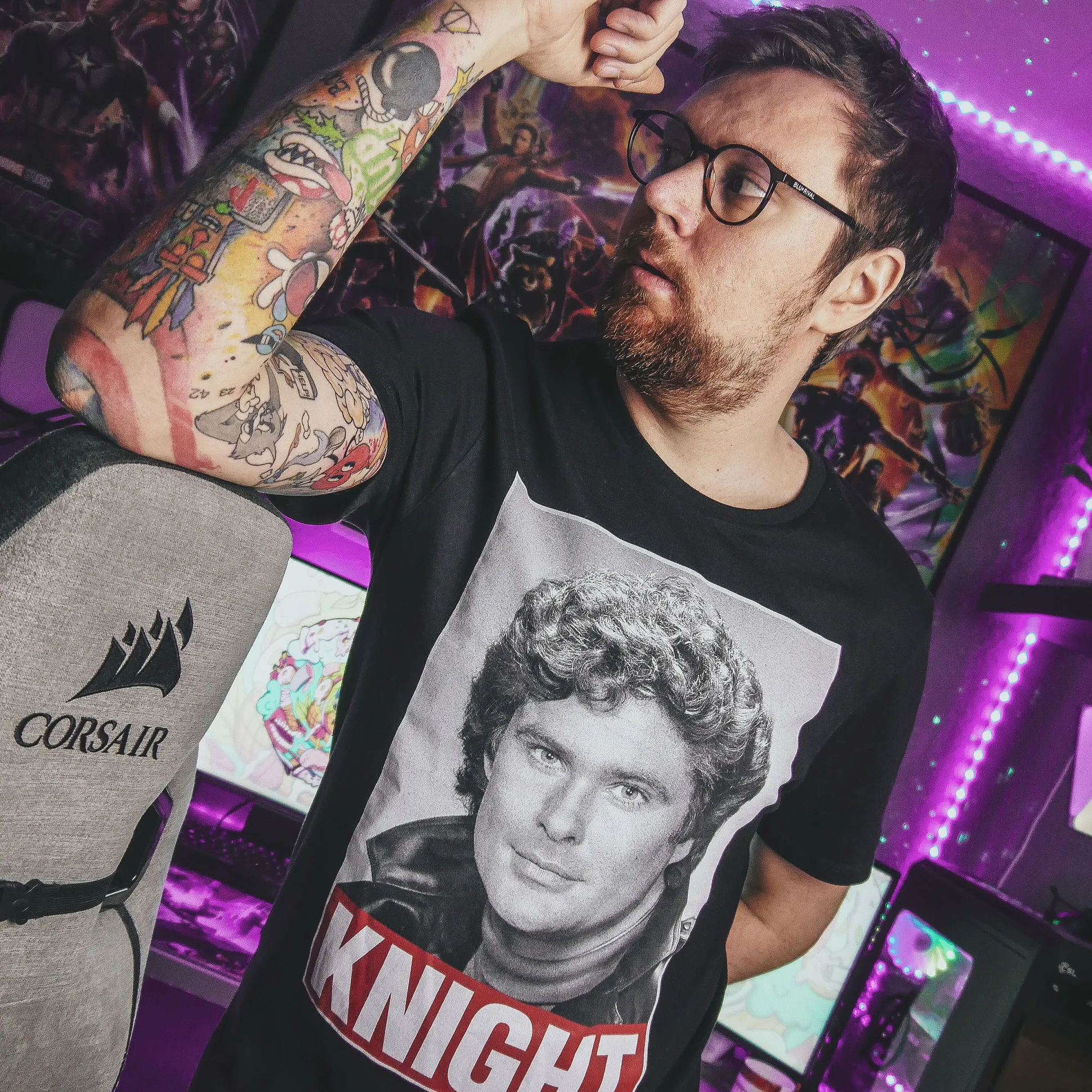 Knight Rider - Michael Knight T-Shirt zwart