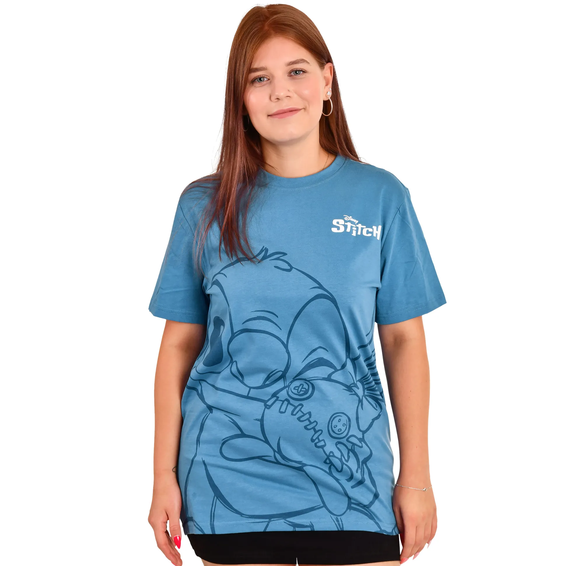 Lilo & Stitch - Hugging Stitch T-Shirt Blauw