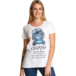 Lilo & Stitch - Ohana Means Family Dames T-Shirt Wit