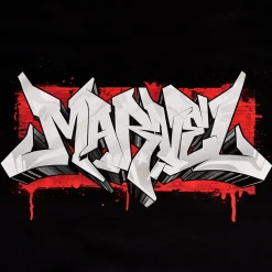 Marvel - Logo Graffiti T-Shirt Zwart